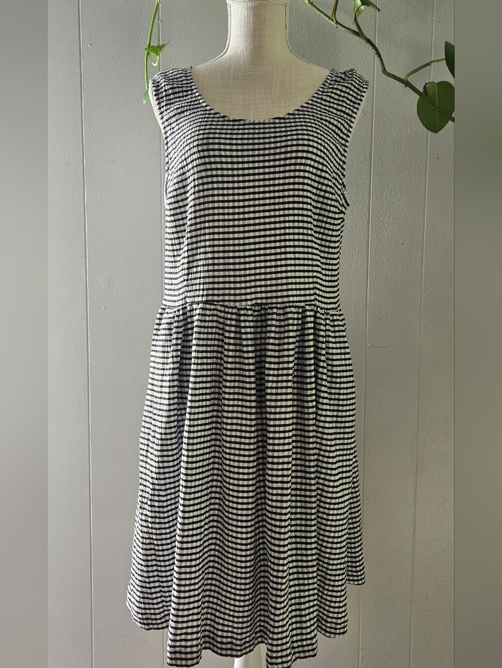 Modcloth Black and White Gingham Sleeveless Dress